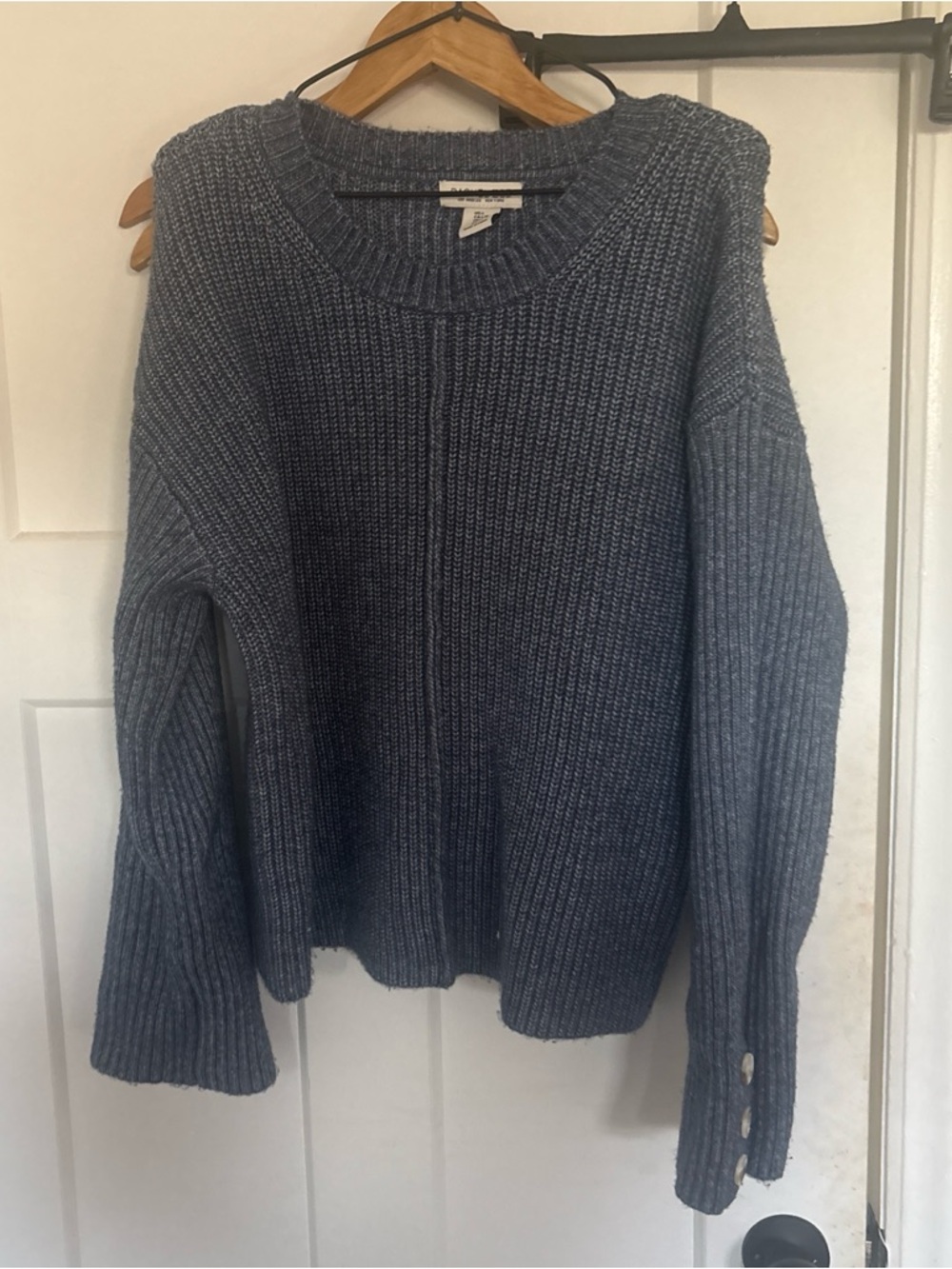 Chunky Crewneck Sweater in Heather Blue - Women